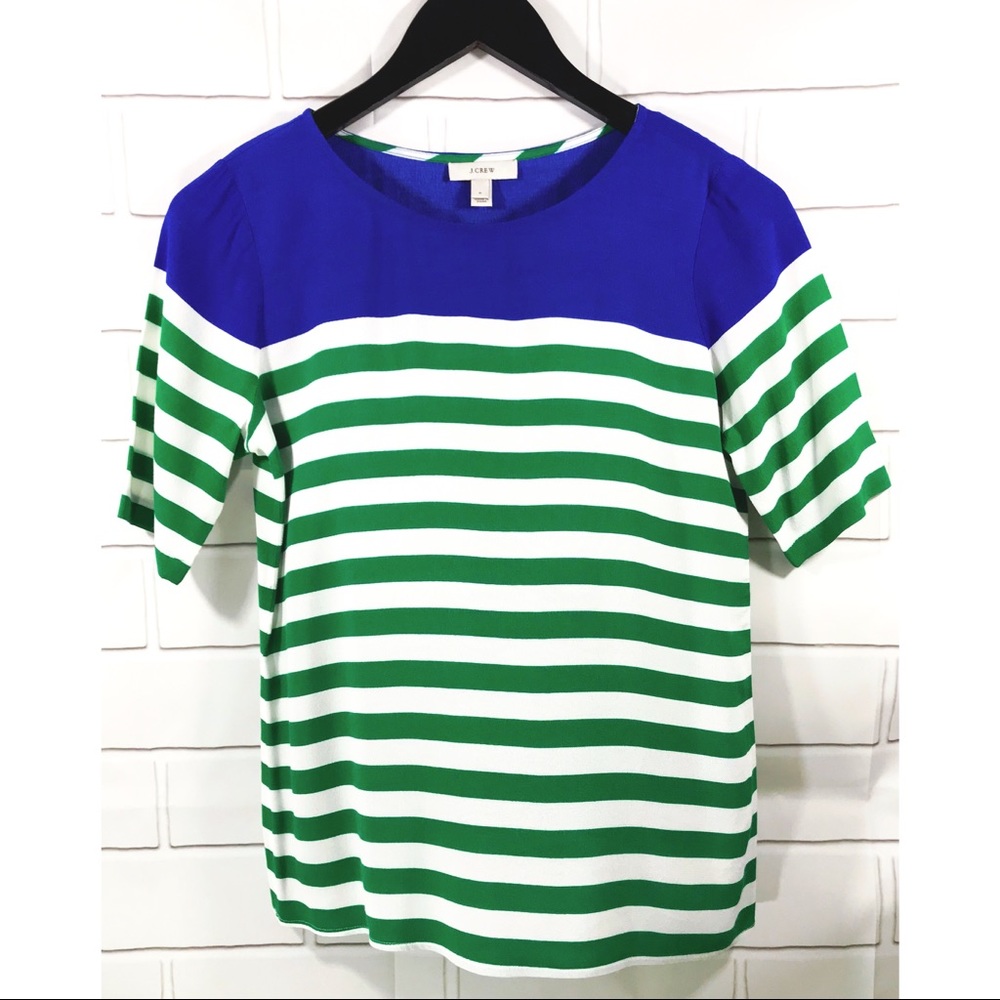 J. Crew Striped Blouse Top Tee Short Sleeve Size 0